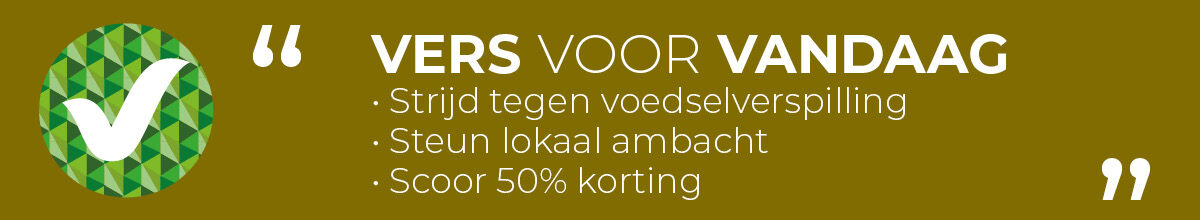 Strijd tegen voedselverspilling door pakketten van lokale verswinkels zoals bakkers, slagers en groenteboeren te kopen met 50% korting. Download de Vers Voor Vandaag App: Verspil minder, geniet meer!